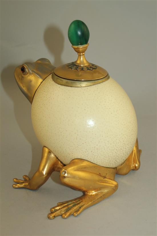 Anthony Redmile. An ostrich egg frog box and cover, 8in.